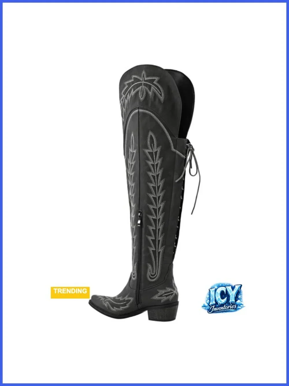 Thigh High Wide Calf Embroidered Western Cowboy Boots